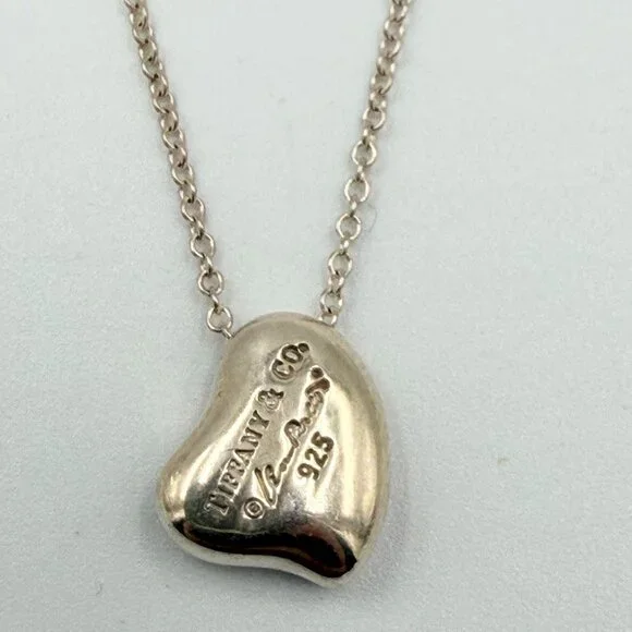 Authentic Tiffany & Co Elsa Peretti Silver Solid Full Heart Pendant Necklace - Picture 3 of 8